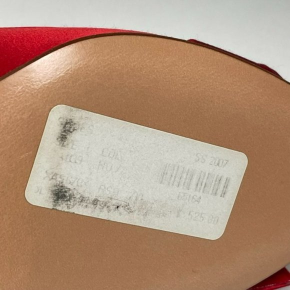 VALENTINO Garavani Candy Red Satin Bow Peep Toe Slingback Pumps - IT 39/US 9 - Picture 9 of 12